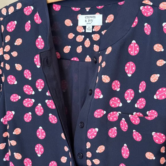 crown & ivy Ladybug Dress Size 2P Navy - Picture 4 of 5
